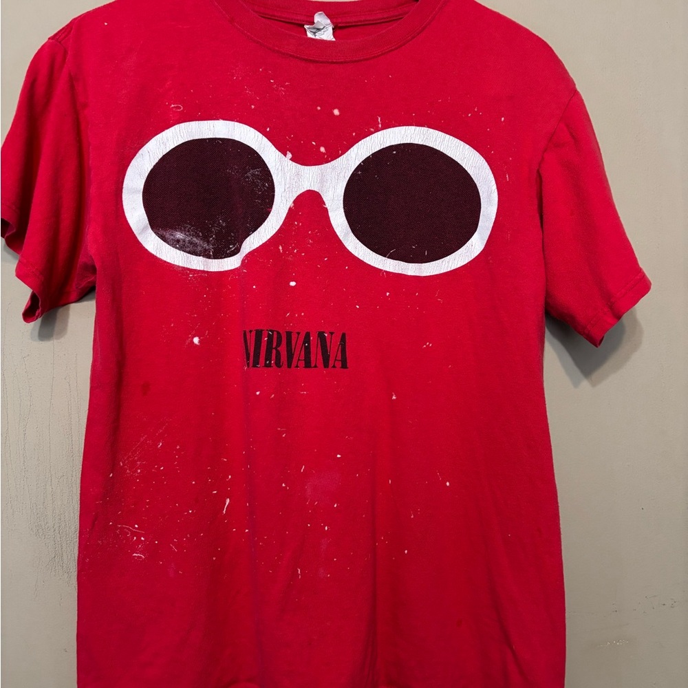 ANVIL Vintage Nirvana Paint Splatter Sunglasses Cotton T-Shirt, Unisex